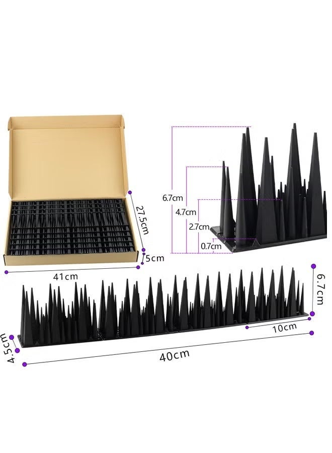 Bird Spikes 10pcs Bird Repellent Devices High Thorn Bird Deterrent Spikes for Small Birds Raccoon Cats Defender Keep Squirrel Woodpecke Away Pigeon Spikes Bird Nest Preventer Anti Theft Climb Strips for Railing and Roof Easy Installation Black - Image 2